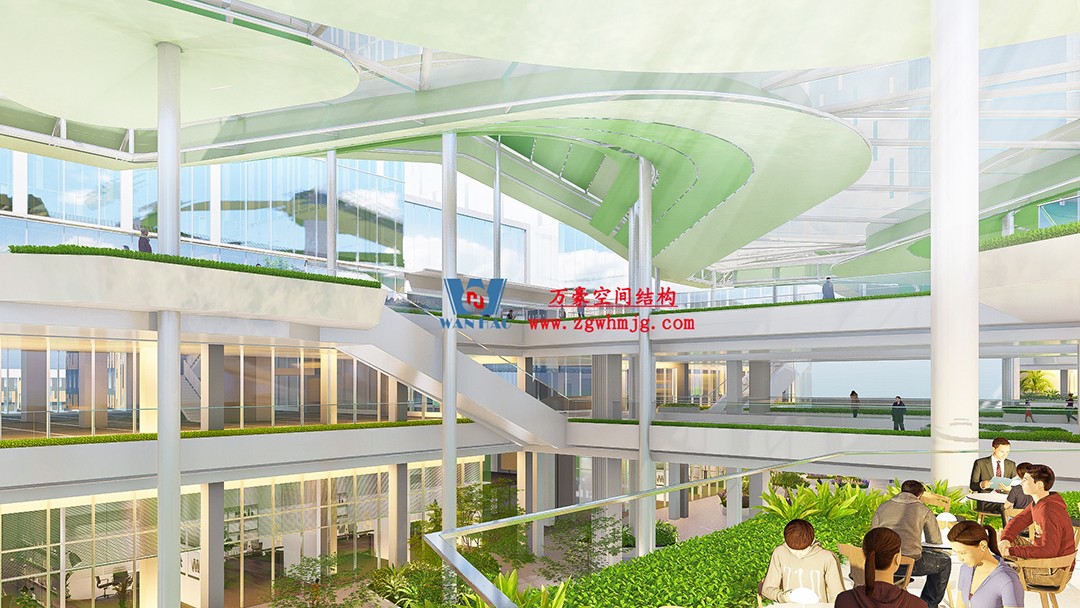 案例欣賞/復雜鋼膜結構建筑/杭州博多森谷ETFE氣枕連廊天幕項目